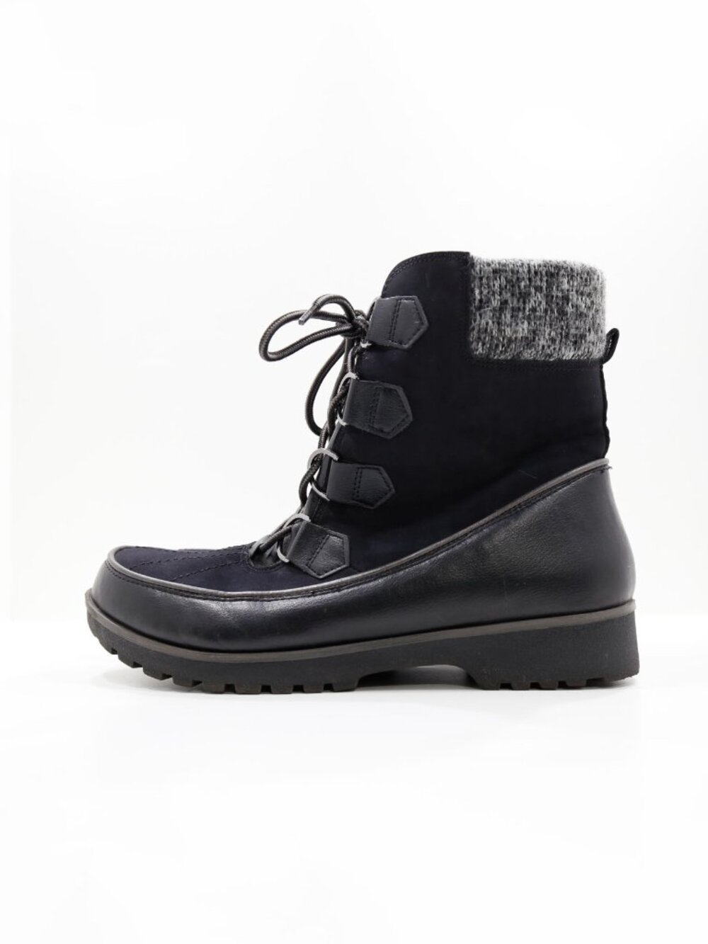 JBU Jambu Mendoza Black Faul-Leather Fleece-Lined Winter Boots - 10